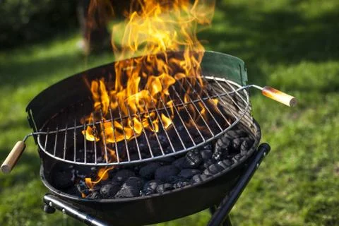 Super flames on the grill Stock Photos