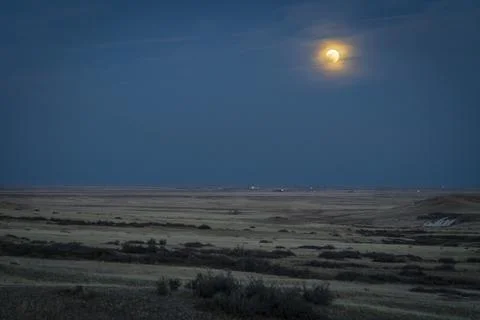 Super flower blood moon eclipse over Colorado foothills Stock Photos