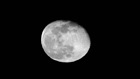 Super full moon face with its valleys and craters Stock Footage 128811625