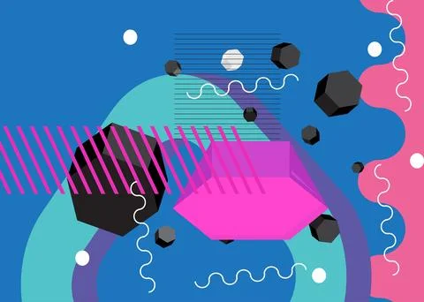 Super geometrical graphic retro theme cover. Minimal geometric elements pos.. Illustration