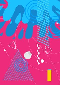 Super geometrical graphic retro theme cover. Minimal geometric elements pos.. Illustration