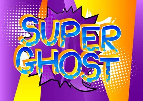 Super Ghost Comic book style cartoon words on abstract colorful comics backgr Stock-Illustration