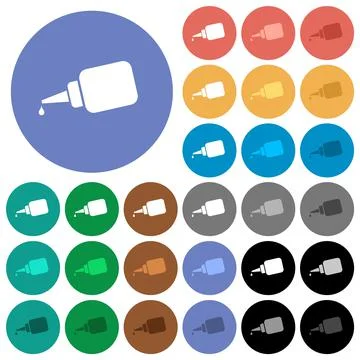 Super glue round flat multi colored icons Stock Illustration