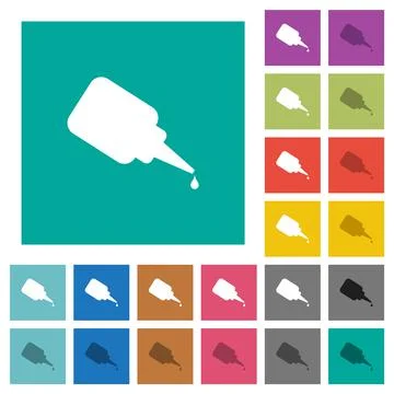 Super glue square flat multi colored icons Illustrazione stock