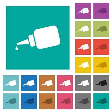Super glue square flat multi colored icons 스톡 일러스트