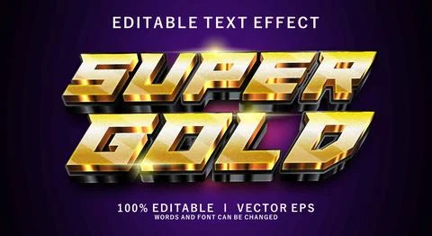 Super gold 3d vector text effect with modern style design Stock Illustration