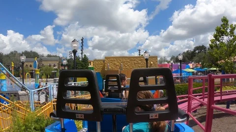 Super Grover Car Box rollercoaster experience at Seaworld Stock Footage 118148741