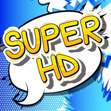 Super HD - Comic book style phrase on abstract background. Stockillustratie