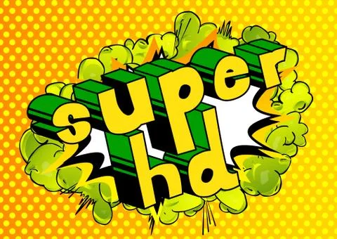 Super HD - Comic book style phrase on abstract background. Stockillustratie