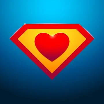 Super heart on blue background Stock Illustration