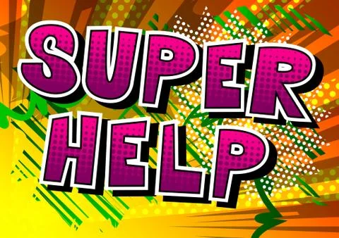 Super Help - Comic book style phrase on abstract background. Stock Illustration