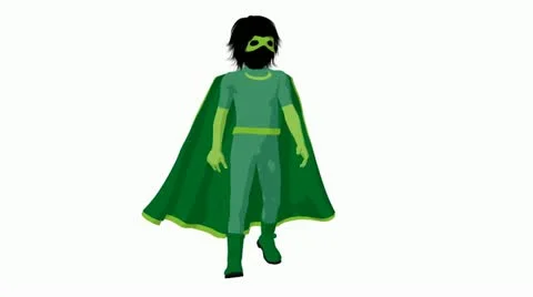 Super hero boy walking on a white background Stock Footage 10805661