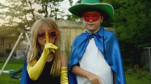Super Hero Children Playing Outside Stock-Footage 77805891