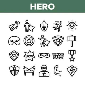 Super Hero Collection Elements Icons Set Vector Illustrazione stock