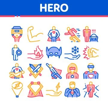 Super Hero Collection Elements Icons Set Vector 스톡 일러스트