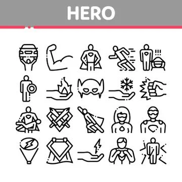 Super Hero Collection Elements Icons Set Vector Illustrazione stock