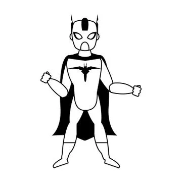 Super hero comic retro cartoon in black and white Stock Illustration