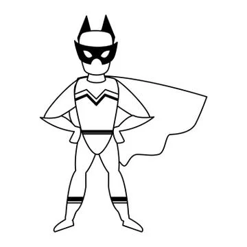 Super hero comic retro cartoon in black and white Stock Illustration