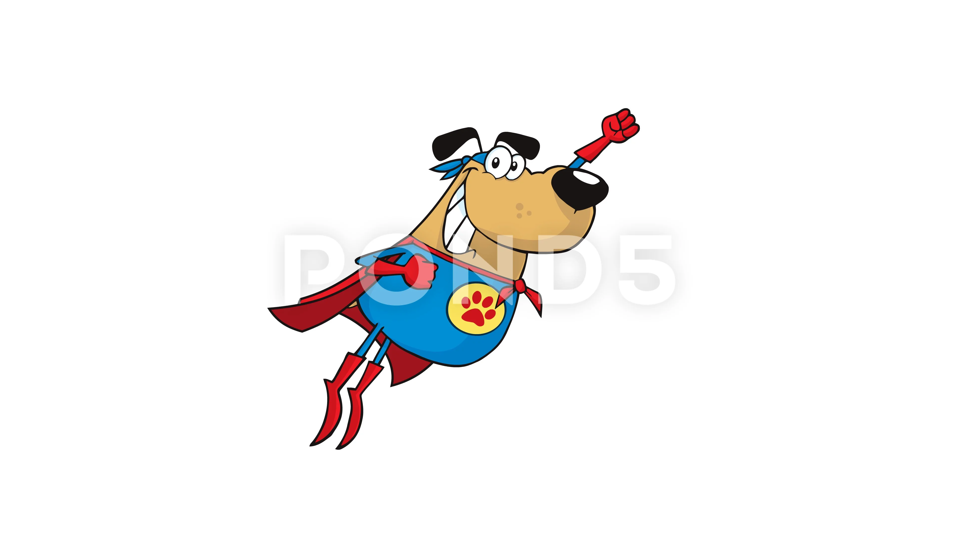 Super Hero Dog Cartoon Character Flying | Stock Video | Pond5