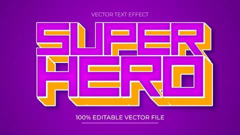Super Hero editable text effect in Futuristic Purple Neon text style Illustrazione stock
