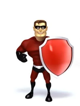 Super hero hold a shield Stock Illustration