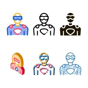 Super hero man icon concepts vector outline Illustrazione stock
