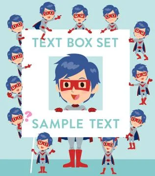 Super hero man red gray text box Stock Illustration
