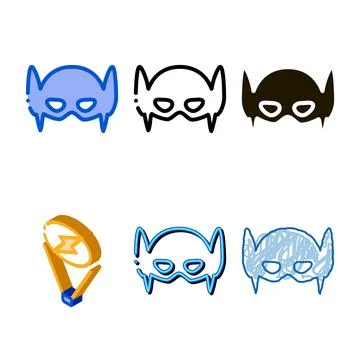 Super hero mask icon vector outline pack Illustrazione stock