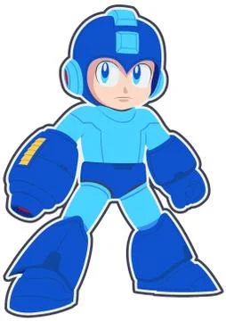 Super hero Mega Man video game  character  illustration  posing 스톡 일러스트
