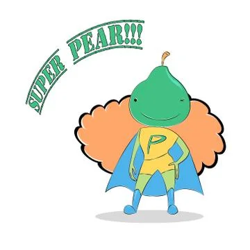 Super hero pear イラスト素材
