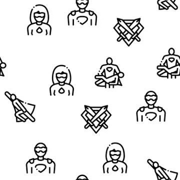 Super Hero Seamless Pattern Vector Stock Illustration