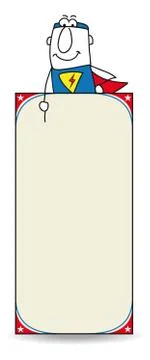 Super hero with a signboard Stock Illustration