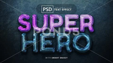Super hero text effect editable PSD Template