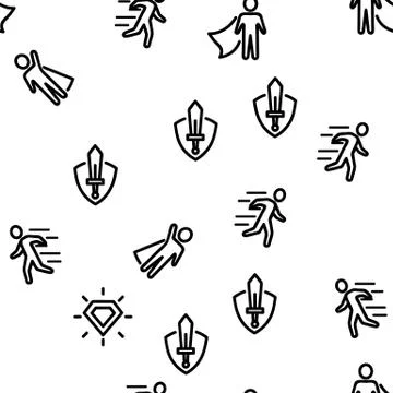 Super Hero Vector Seamless Pattern Stock Illustration