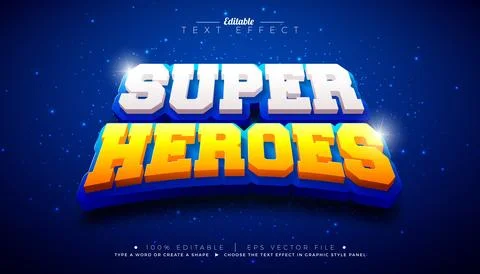 Super Heroes 3D Text Effect Design Editable and Scalable Vector Graphic Style イラスト素材