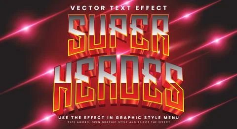 Super Heroes Adventure 3d editable text effect Template Stock Illustration