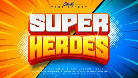 Super Heroes Comic Style Editable Text Effect Design Illustrator Graphic St.. Stock Illustration