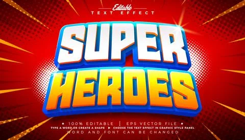 Super Heroes Comic Style Text Effect Design Editable Graphic Style with Custo Stock-Illustration