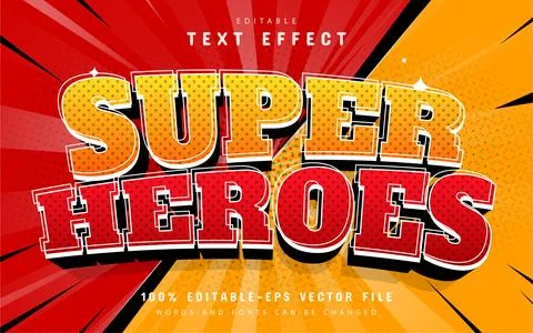 Super heroes text effect comic style Stock Illustration