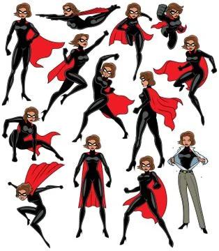 Super Heroine Set Stock Illustration
