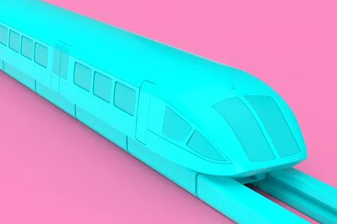 Super High Speed Futuristic Commuter Blue Train in Duotone Style. 3d  Renderin ~ Clip Art #151059839