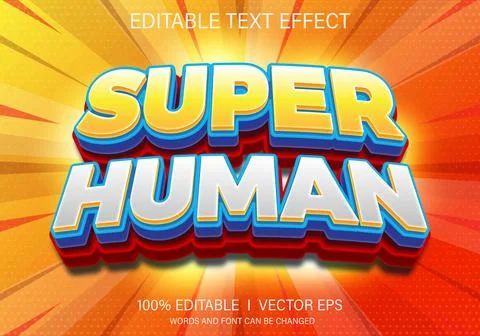 Super human vector text effect with modern style design Stock Illustration