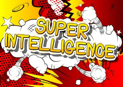 Super Intelligence - Comic book style word on abstract background. Stockillustratie