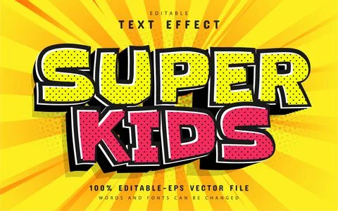 Super kids comic style text effect Illustrazione stock