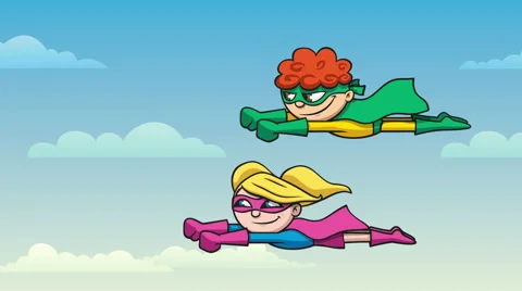 Super Kids Flying Stock Footage 67407507