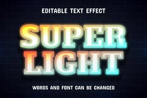 Super light neon text effect Stock Illustration