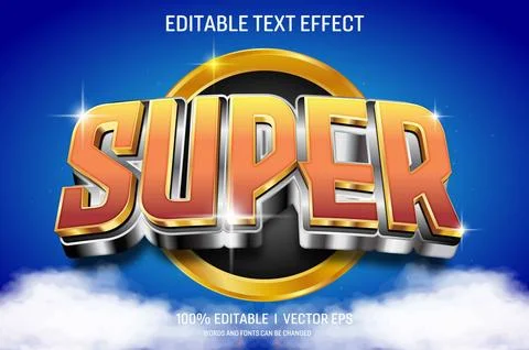 Super with light vector 3d text effect with modern style design Stock Illustration