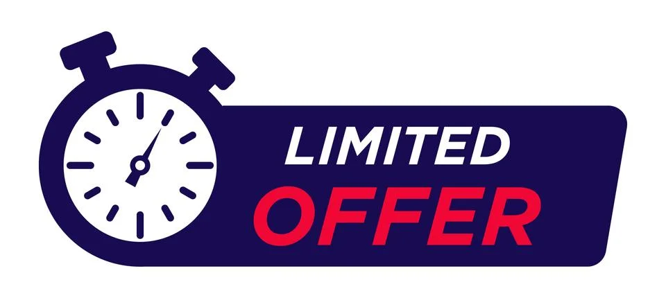 Super limited offer clock time icon. Stock Illustration