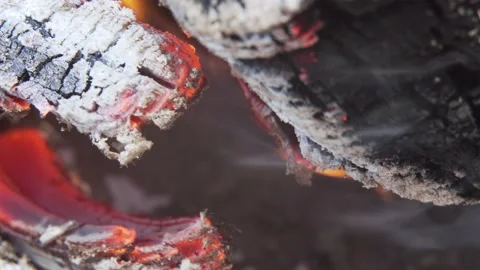 Super macro of bonfire. Beautifull flame of fire in the daylight 4K Stock Footage 133954104