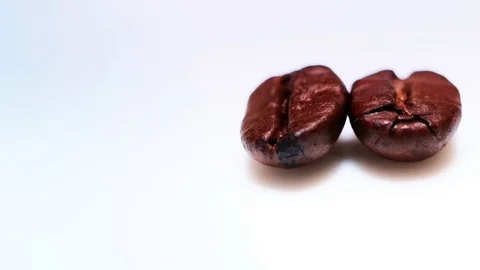 Super macro coffee beans. A strong degree of roasting. Smooth rotation  Stock Footage 83861984